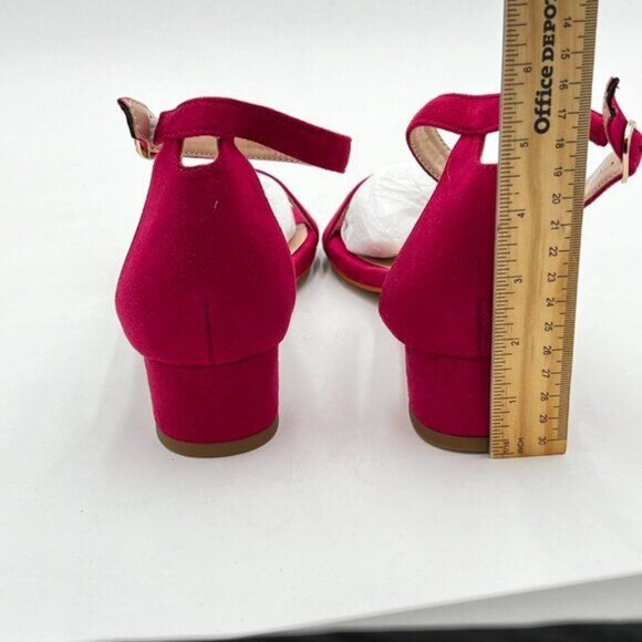 XYD Women Open Toe Strappy Low Block Heel Sandal Pumps Ankle Strap Wedding - Picture 3 of 5